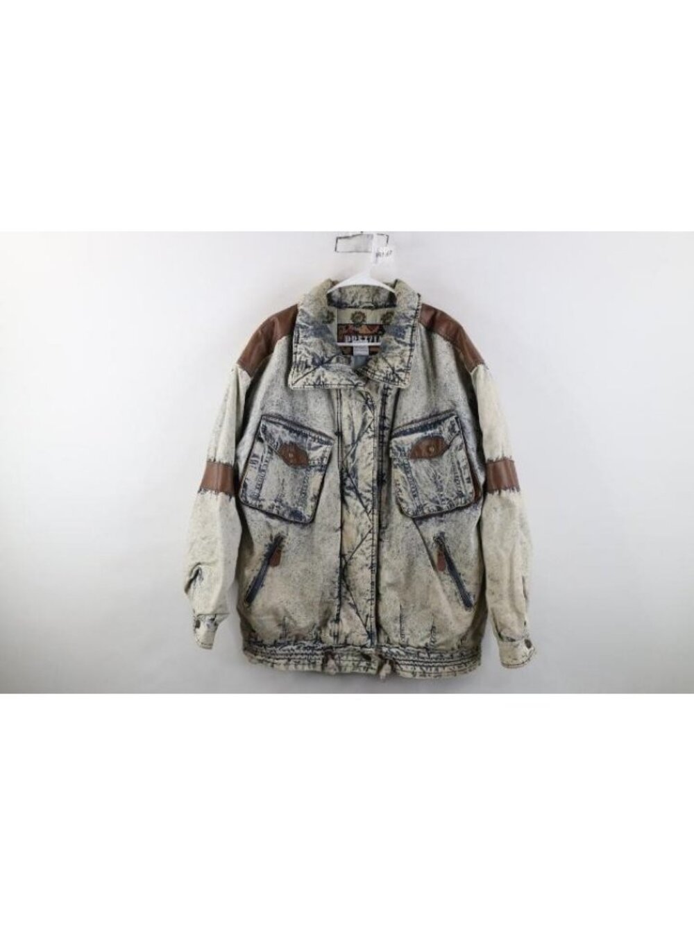 Vintage 80s 90s Streetwear Womens Medium Acid Wash Denim Jean Puffer Jacket